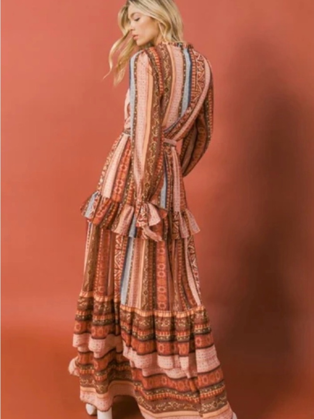Flying Tomato Orange Multi-Pattern Maxi Dress - Picture 2 of 6
